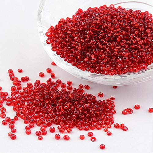 Handicraft Emporium Perles de rocaille en verre | Doublées | 2 mm | Rouge | 50 g