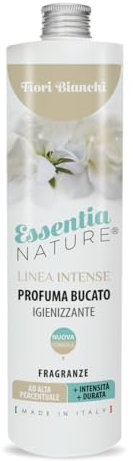 ESSENTIA Profumo per Bucato Linea Intense con Igienizzante, Profumatore Bucato per Lavatrice con Estratti di Oli Essenziali Naturali (Fiori Bianchi, 250 ml, confezione da 1)
