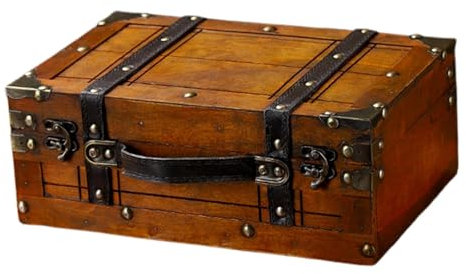 BaotyJie Holzkoffer im Vintage-Design mit Griff, vielseitig einsetzbar für Quittungen, Fotos, Elegante dekorative Gepäck- und Schmucktruhe, 30x19.5x11.2 cm