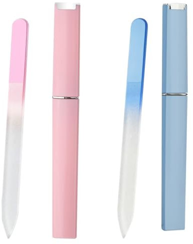 2 Pcs Glass Nail Files with Case Crystal Nail Files for Acrylic and Gel Nails Double Sided Professional Salon Manicure/Pedicure Tool for Nails Women Men Kids Nail Care Gift