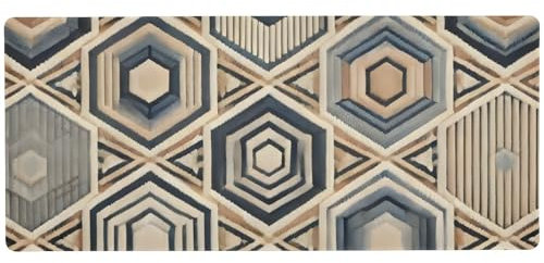 Retro Hexagon Beige Mauspad für Gaming Glattes, langes Mauspad, 80 x 30 cm, strapazierfähige Oberfläche für präzise Mausbewegungen, rutschfeste Unterseite
