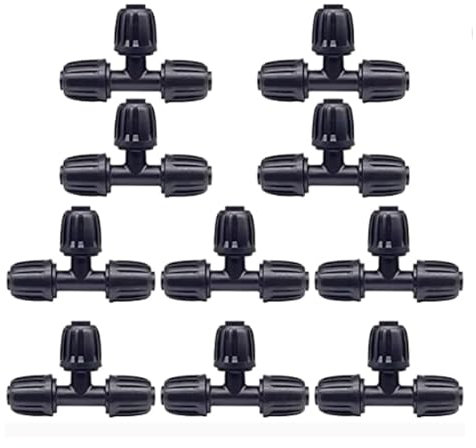 VZU Lot de 10 raccords d'irrigation en T Micro Drip System de 1/2 pour tuyaux de pose de 16 mm - Pour arrosage de jardin Micro Drip System - Automatiques