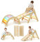 Mosebears Wooden Foldable Triangle Set Indoor Climbing Frame Montessori Climbing Set with Triangle Climber,Ramp and Arch,Indoor Playground Jungle Gym for Toddler Montessori toys