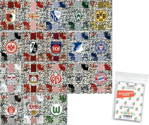Bundle mit Topps Bundesliga Sammelsticker - 2024/2025 - Alle 18 Wappen + exklusive collect-it Hüllen