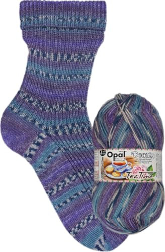 Opal Beauty TeaTime 4-fädige Sockenwolle, 75% Schurwolle/25% Polyamid, mit Edelweiß-Extrakt und Vitamin E, 100g/420m, (11514 Plauderei)