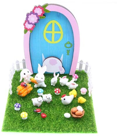 Kit de la puerta de hadas del diente, puerta de hadas en miniatura de Pascua,Puertas de hadas de Pascua Bunny | Juguete de aprendizaje educativo de cuento de hadas, puerta de casa festiva de madera pa