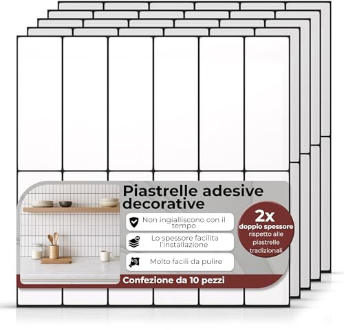 AMARA DECO – 10 Stück Wandpaneele Selbstklebend 30x30cm. Küchenrückwand Selbstklebend & 3D Wandpaneele, Spritzschutz Küche und Bad, Wasserfest (10, Schwarz und Weiß)