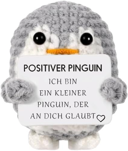 Lustiges Geschenk für Frauen & Männer – Positives Plüschtier, perfekt für Geburtstag, Weihnachten, Wichteln & Deko zu Hause oder im Büro (Positiver Deutscher Pinguin)