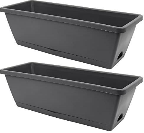 Sirxlevcy 2 Packs Self Watering Rectangular Plant Pot, Modern Decorative Flower Pot/Window Box for All House Plants