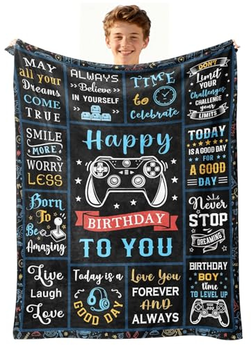 twirush Birthday Gifts for Boys, Son Gifts from Mum Dad 150x130cm, 18th Birthday Gifts, Gaming Blanket for Boys, Teenages and Sons