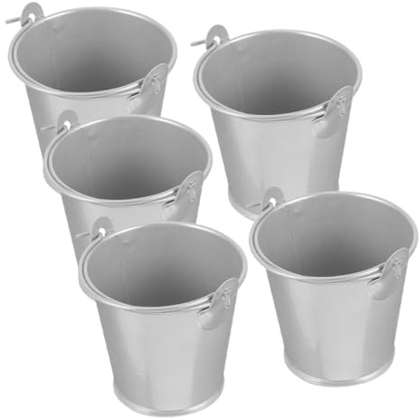 Ciieeo 5 Piezas Pequeños Cubos de Metal con Asas Macetas de Lata Vintage para Suculentas y Decoración Rústica de Fiesta Cubos Mini para Recuerdos y Organización