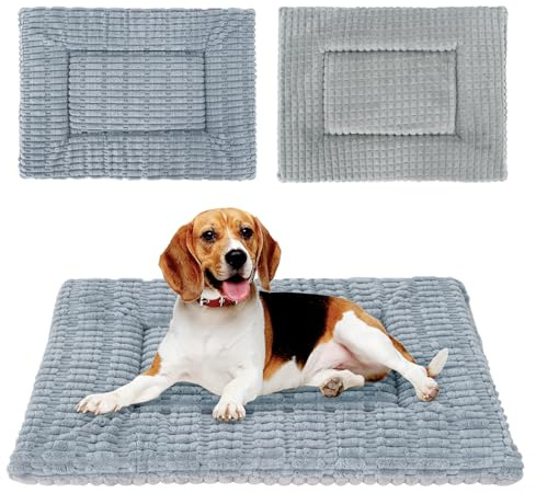 IEUUMLER Hundebett, Waschbare Hundematte, Memory Foam Hundekissen Flauschig und Warme Hundedecke für Unterwegs, Katzenkissen für Große und Kleine Hunde oder Katze FC020 (Full Grey, S-60x45cm)