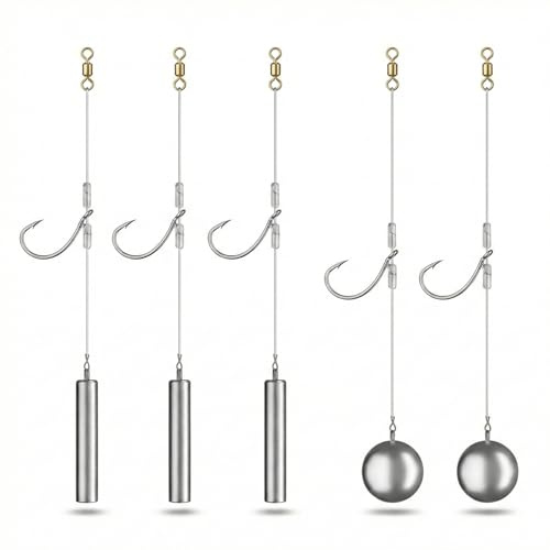 PYRUVAE 5 Stücks Angeln Rigs Drop Shot Rig Vorfachtakelung Vorfächer Vorfachschnur Angelhaken Vorgefertigt Dropshot Rigs mit Gewichte Dropshot Montage