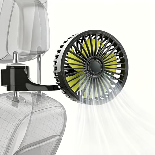 OKESYO Auto Ventilator, 12V/24V Ventilator Auto USB, 3 Geschwindigkeiten, 360 Grad Rotation, verstellbarer Saugnapf und Halterung, Leise Auto Lüfter für LKW Van SUV RV