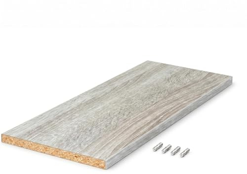 BaustoffhandelShop Einlegeboden nach Maß Dekorspanplatte 19mm mit ABS-Kante und Haltern Eiche SÄGERAU HELL (100x50 cm)