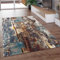Paco Home Designer Teppich Bunte Holz Optik Hoch Tief Optik In Türkis Gelb Blau Meliert, Grösse:120x170 cm