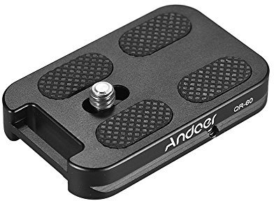 Andoer QR-60 Universal Quick Release Plate Aluminum Alloy 1/4 Screw Mount with Attachment Loop for Arca-Swiss Standard Ball Head Tripod for Canon Nikon Sony DSLR Camera