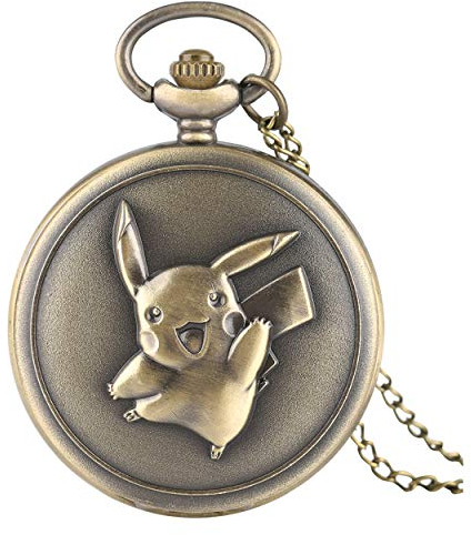 CokinkiDs Taschenuhr, romantische Bronze - Taschenuhr, Japanese Cartoon Pikachu niedliche Uhr, Geschenke für Männer