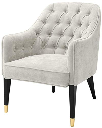 Casa Padrino Luxus Sessel Sandfarben/Schwarz/Gold 65 x 80 x H. 88 cm - Chesterfield Möbel