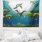 ABAKUHAUS Dinosaurier Wandteppich, Fliegen Cartoon Animals aus Weiches Mikrofaser Stoff Waschbar ohne Verblassen Digitaldruck, 150 x 110 cm, Grün Weiß