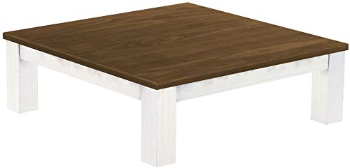 Brasilmöbel Couchtisch Rio Classico 120x120 cm Nussbaum Weiß Wohnzimmertisch Holz Tisch Pinie Massivholz Stubentisch Beistelltisch Echtholz Größe und Farbe wählbar