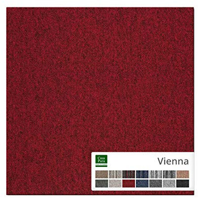 casa pura Carpet Tile Vienna, Loose Lay Carpet Tiles 50x50 cm | Bitumen Back Commercial Floor Carpet Squares for Interior, Carpet Plank Boards, 4 Pieces (1 m²) | Red