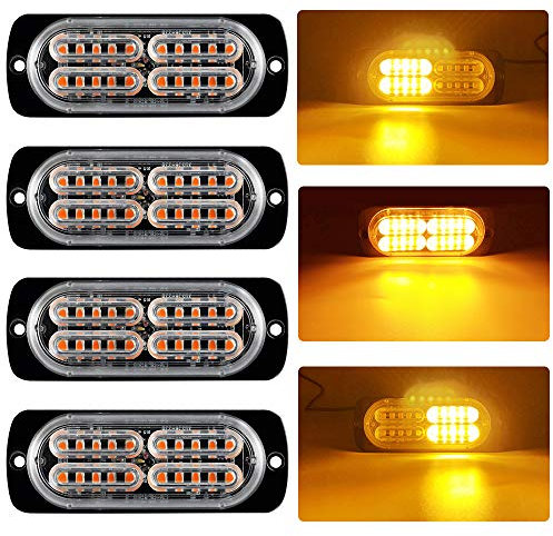 yifengshun 4X 20LED Ambra Luci Led auto 12-24V Luci Stroboscopiche Emergenza per Auto Camion per veicoli da costruzione Furgone