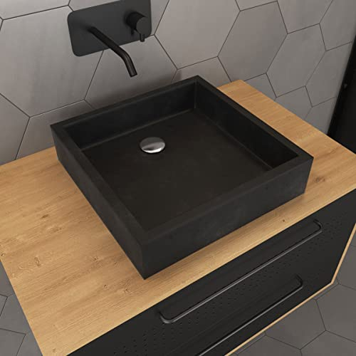 AURLANE VAS036 Aufsatzwaschbecken, Schwarz, 40x40x10 cm