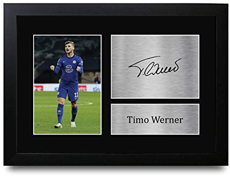 HWC Trading A4 FR Timo Werner Presents gedrucktes Autogramm Bild für Fans und Fans, A4 gerahmt