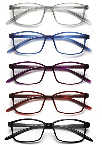 SKYWAY 5 Pack Lesebrille für Herren Damen, Blaulicht blockierende Brillen, leichte Blendschutz-Computerspielleser, lesebrille 1.0
