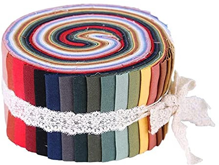 perfeclan 36 Stück Jelly Rolls Stoff, 6,25 x 100 cm Jelly Roll Up, Baumwollstoff, Blumen Jelly Rolls Stoffstreifen Baumwolle Jelly Rolls Patchwork Stoffe für Patchwork, Nähen, Handwerk - Sackleinen
