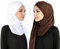2-teiliges Set aus Jersey Hijab, leicht, weich, einfarbig, Sofort-Hijab-Schals und -wickeln, muslimisches Stretch-Kopftuch, Weiß, Kaffee,