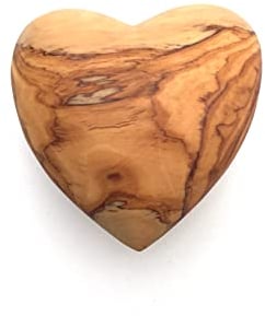 medina mood Herz handgeschnitzt Größe wälbar Deko Handschmeichler Glücksbringer Antistress handgemacht Olivenholz Hochwertig (Groß: Länge 10 cm)