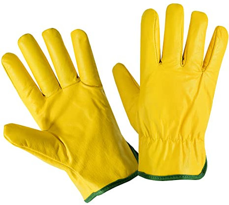 Leather Fleece Lined Safety Work Gloves Lorry Driver, Yard Work, Gardening, Warehouse, Construction, Farm DIY Workers Gloves (XL)