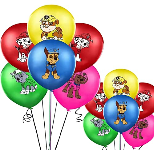 10 Luftballons * PAW DOG * als Deko für Kindergeburtstag und Mottoparty | Ø 30cm | plus 5m Ballonschnur | Hundeparty Party Kinder Party Ballon Ballondeko Set