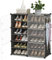 HOMCENT Schuhregal mit Türen, Erweiterbarer Stand Schuhschrank für Schuhe, Hausschuhe, Kunststoff Schuhregale für Flur Schlafzimmer Eingang, 2x6 Etagen, Schwarz