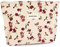 Fycyko Reise Kosmetiktasche Kulturtasche Portable Rose Florales Bedruckte Make-up-Tasche Schminktasche Reißverschlusstasche Kosmetiktasch Kulturbeutel Organizer für Damen und Mädchen - Beige