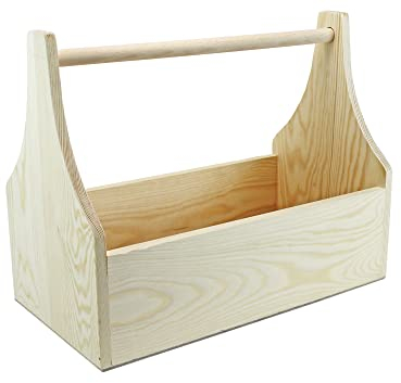 Werkzeugkiste aus Holz Natur mit Tragegriff 3XL 47x25x38cm - Hausmeisterkiste Tragekiste Kiste