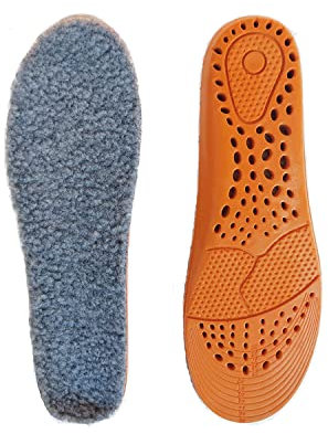 VivoFoot Warm Lambwool Insoles for Winter, Thick Fleece Inserts with Foam Backing, Shock Absorbing Trimmable Shoe Liners for Men & Women (Grey)