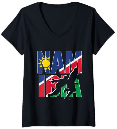 Damen Namibia Rugby Union Trikot 2019 Fans Trikot Namibische Unterstützer T-Shirt mit V-Ausschnitt