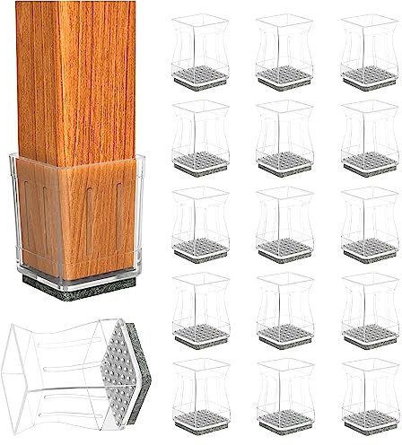 CHWM 24 PCS Clear Square Chair Leg Floor Protectors, Silicone Furniture Pads for Hardwood Floors,for Protect Chair Feet & Wooden Floors,Free Moving Table Leg Covers. 0.75 - 7/8