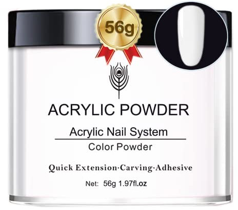 Fashion Base White Acrylic Powder, 1.97oz Professional Acrylic Nail Powder Polymer, White Nail Powder for Acrylic Nail Extension Carving Nails,Acrylic Nails Extension for Nail Art (White)