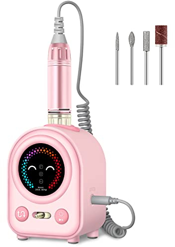 Madenia Elektrische Nagelfräser für Gelnägel 35000 U/min Professionell, Elektrische Nagelfeile für Acrylnägel, Maniküre Pediküre Set mit 4 Nagelfräser Bits,Valentine's Day Gifts for Women, Rosa