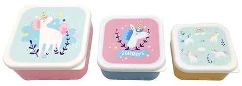Puckator Unicorn Magic Set of 3 Lunch Box Snack Storage S/M/L