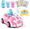 Anby families Remote Control Cars for Toddlers,Cartoon RC Car Toy with Music and Lights,3 Dolls,3D Stickers,Toys for 2 Year Old Boys Girls…