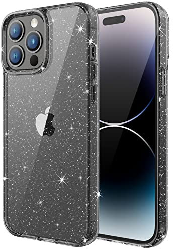 JETech Glitter Case for iPhone 14 Pro Max 6.7-Inch, Bling Sparkle Shockproof Phone Bumper Cover, Cute Sparkly for Women and Girls (Black)