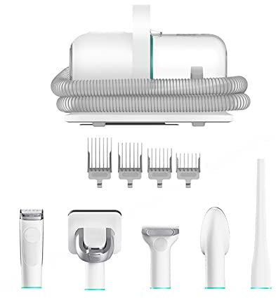 LMEIL Pet Grooming Kit, Professional Pet Grooming Vacuum Cleaner, Low Noise, with 5 Grooming Tools,4Length Caliper Accessories for Shedding Dog Cat, Pet Hair
