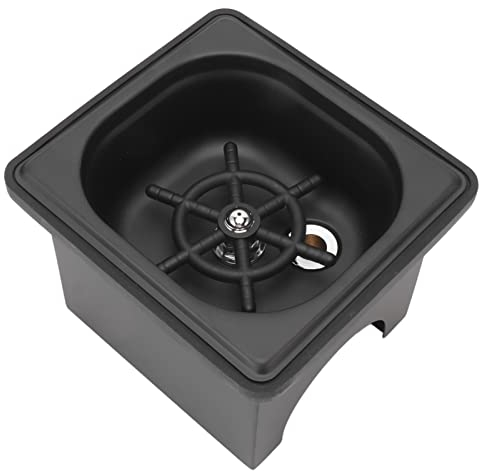 Pitcher Rinser, Stainless Steel Machine Rinser Pitcher Drain Automatic Glass Cup Washer from Opening Kitchen Sink for Hotel Bar Coffee Milk Tea Cup Black (Small)