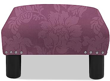 Jennifer Taylor Home Jules Fußhocker, quadratischer Akzent, Violett mit Blumenmuster, Jacquard-Satin