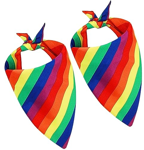 Muligheter 2 Stück LGBT Gay Regenbogen Bandanas Baumwolle Kopftuch Lesbian Pride Accessoires Stirnband Streifen Paisley Mehrfarbig Halstuch LGBTQIA Schal Kopf Haar Geschenk
